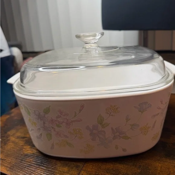 Corning Ware Pastel Bouquet 5 liters Glass Lid Floral Casserole Dish